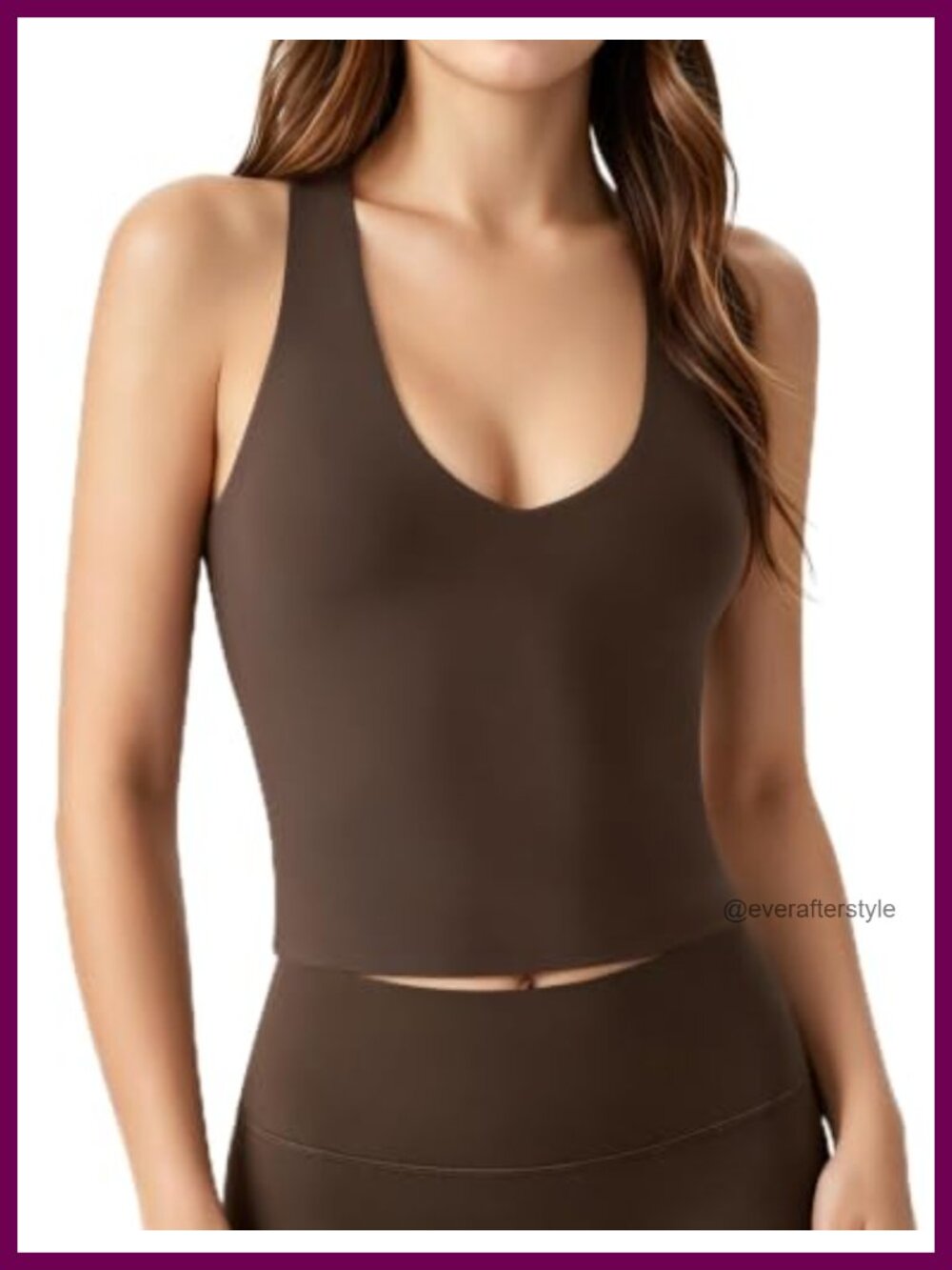 Double Lined V Neck Racerback Tank Top Slim Fit Sleeveless Y2K Crop Top